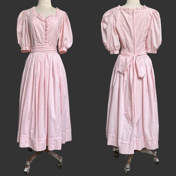 Vintage Cottagecore Puff Sleeve Dress Victorian Maxi Princess Preppy Ruffle. - Picture 2 of 14